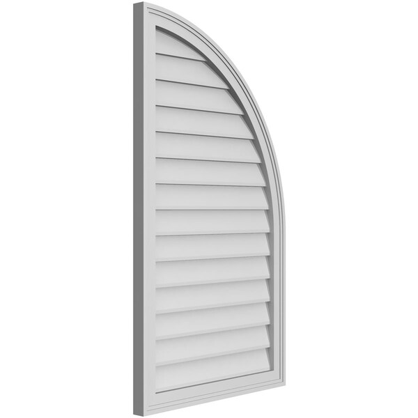 Quarter Round Top Right Surface Mount PVC Gable Vent W/ 2W X 2P Brickmould Sill Frame, 24W X 42H